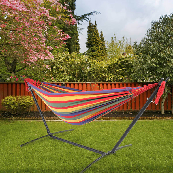 Hammock Frame with 200*150cm Polyester Cotton Hammock Hammock Set - Rusted Decor 