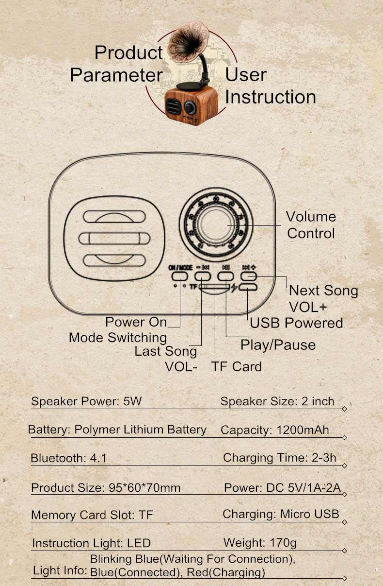 Retro Radio Wireless Mini Portable Bluetooth Stereo Speaker - Rusted Decor 