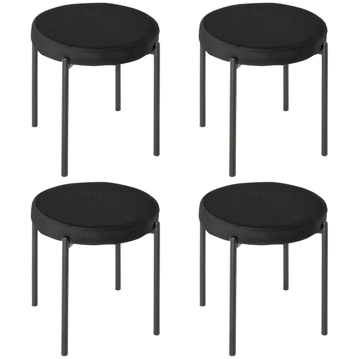 Backless Round Stacking Stools Set of 4, Kitchen Chairs with Metal Legs, Black - Rusted Decor 