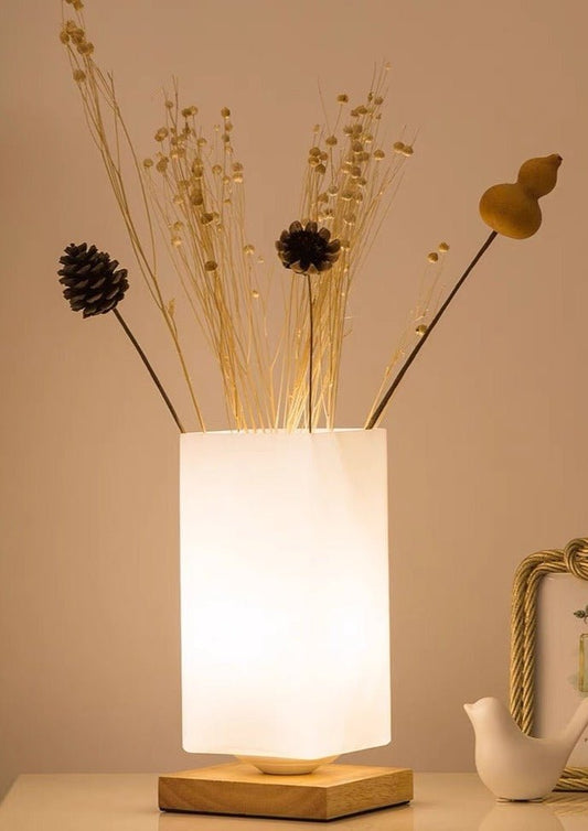 Dimmable Flower Vase Beside Decorative Table Lamp for Rustic Home - Rusted Decor 