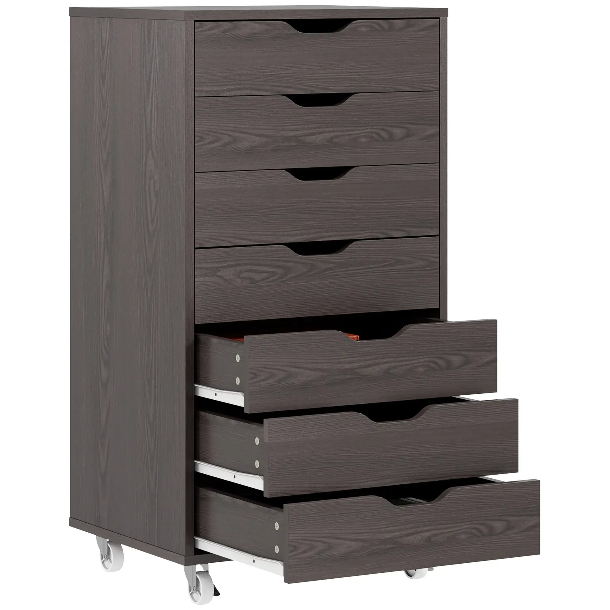 Vinsetto 7-drawer File / Storage Cabinet with Wheels, 18.7"x15.6"x35.4" - Rusted Decor 