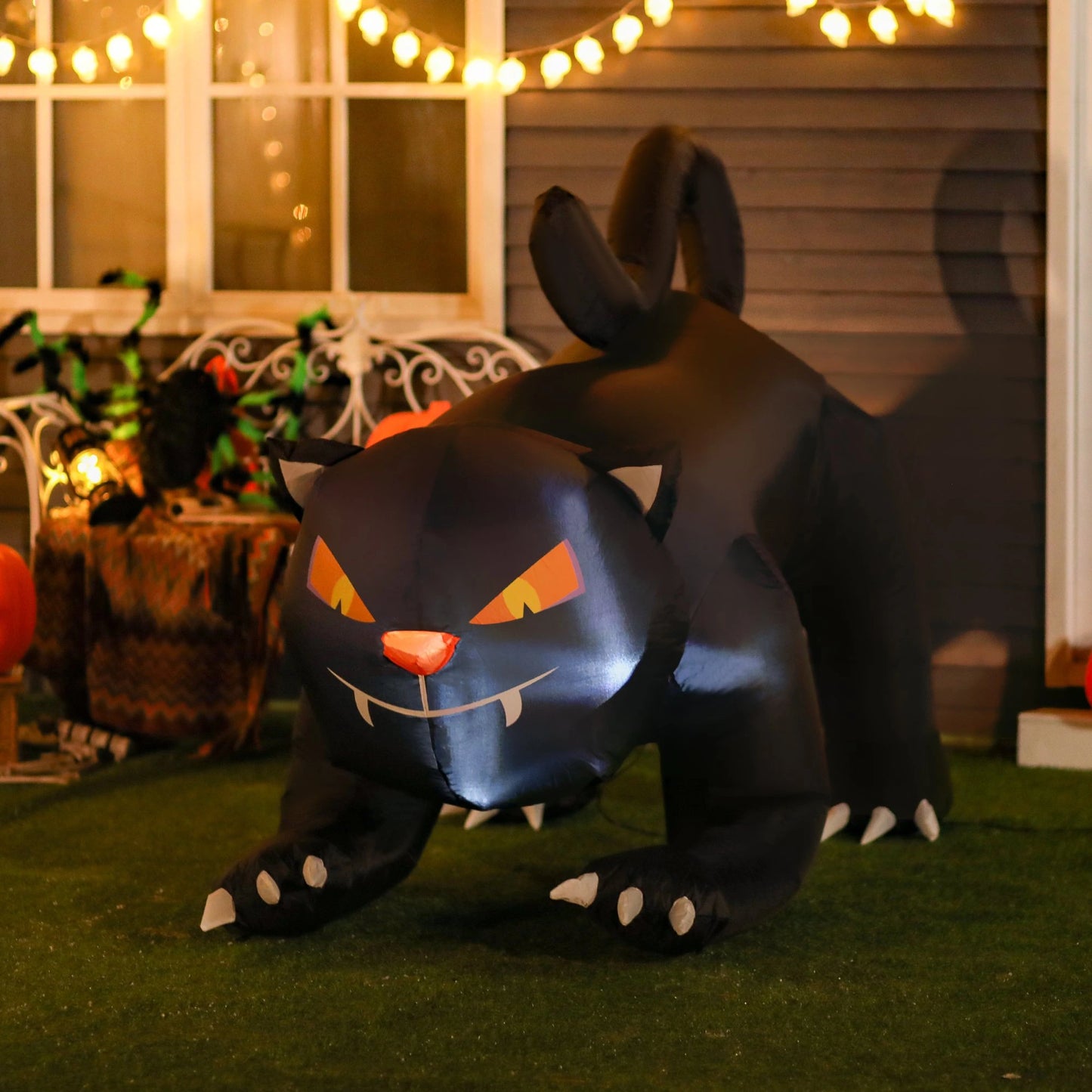 4Ft Tall Halloween Inflatable Black Cat - Rusted Decor 