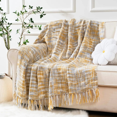 Golden Glow Knit Blanket - Rusted Decor 