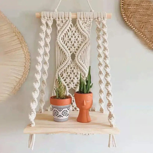 Macrame Wall Tapestry Plant Holder - Rusted Decor 