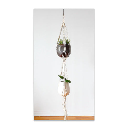 Double Macrame Plant Hanger, Hanging Planter - Rusted Decor 