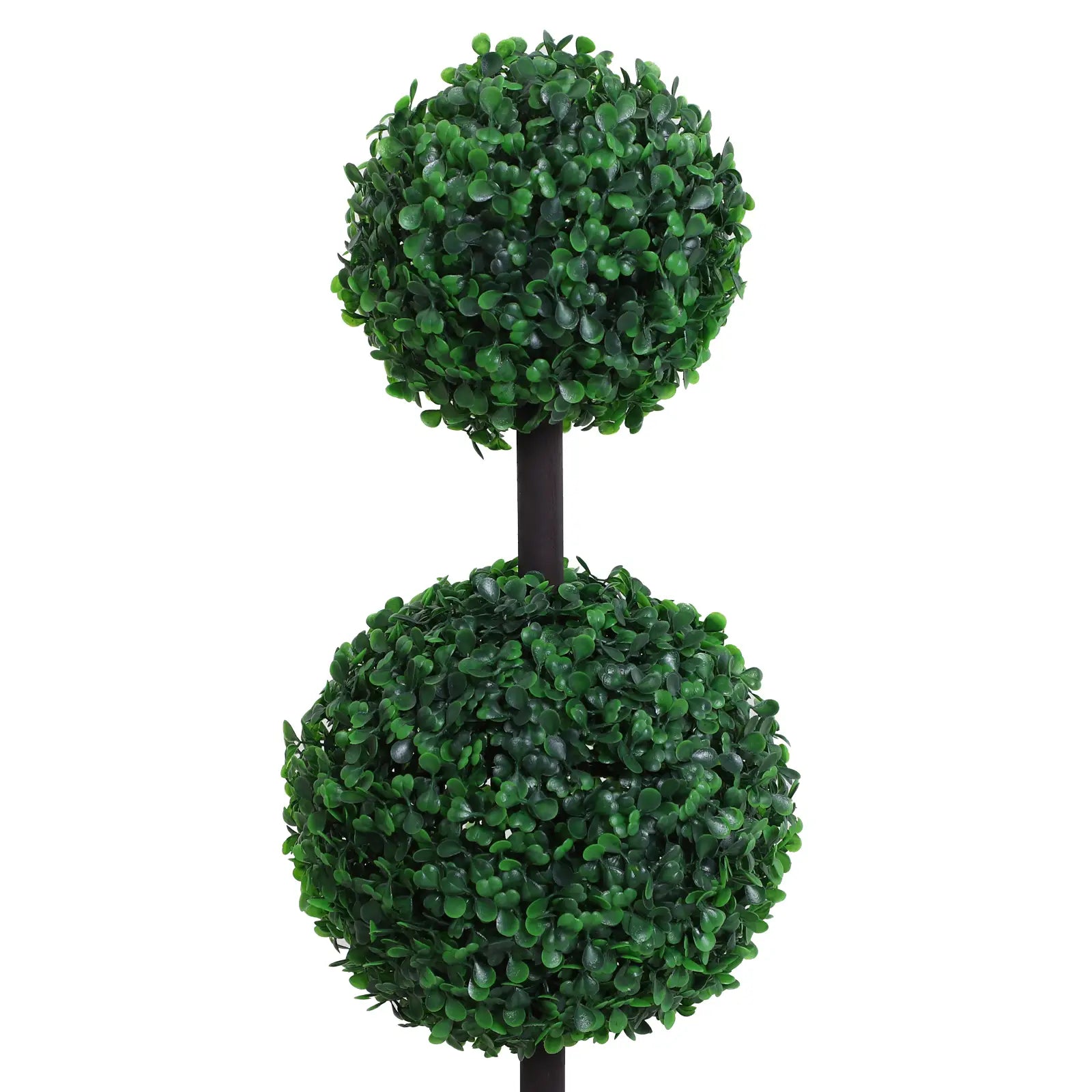 Outsunny 2 Artificial Ball Topiary Trees in Pot, Dark Green - Rusted Decor 