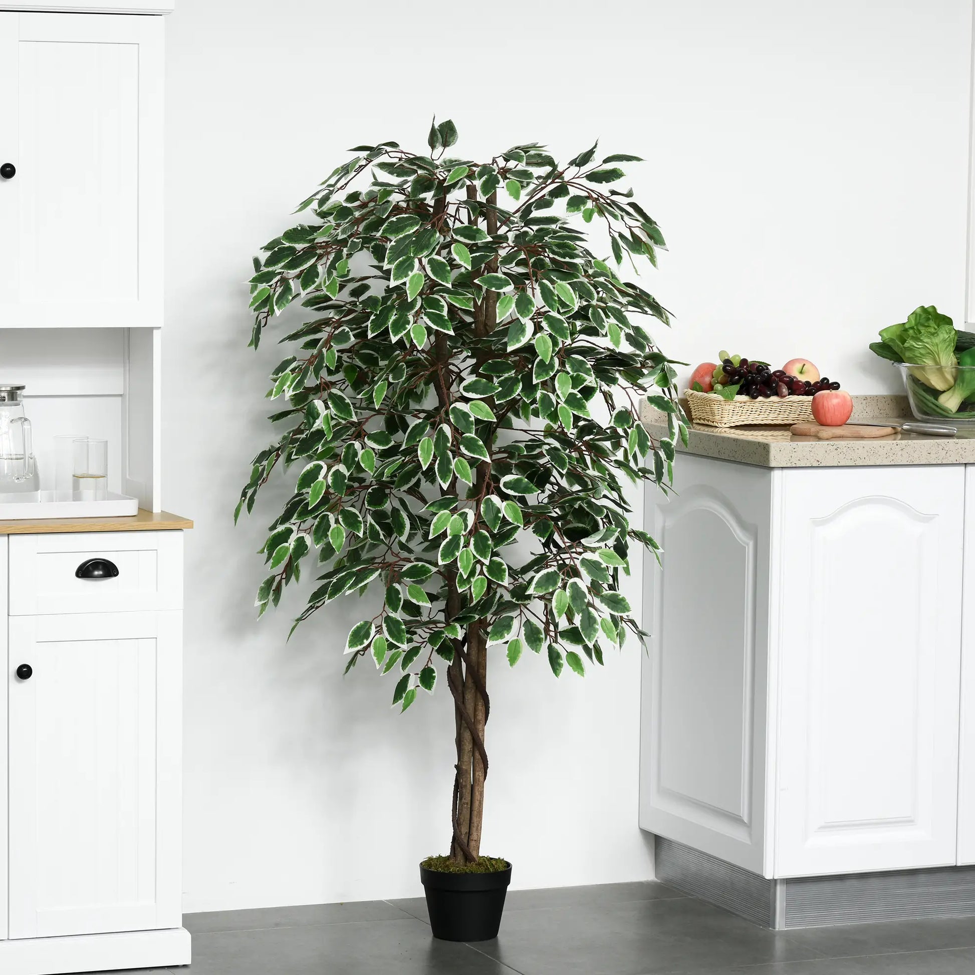 Outsunny 5.3ft Artificial Ficus Tree, Indoor/Outdoor with Pot - Rusted Decor 