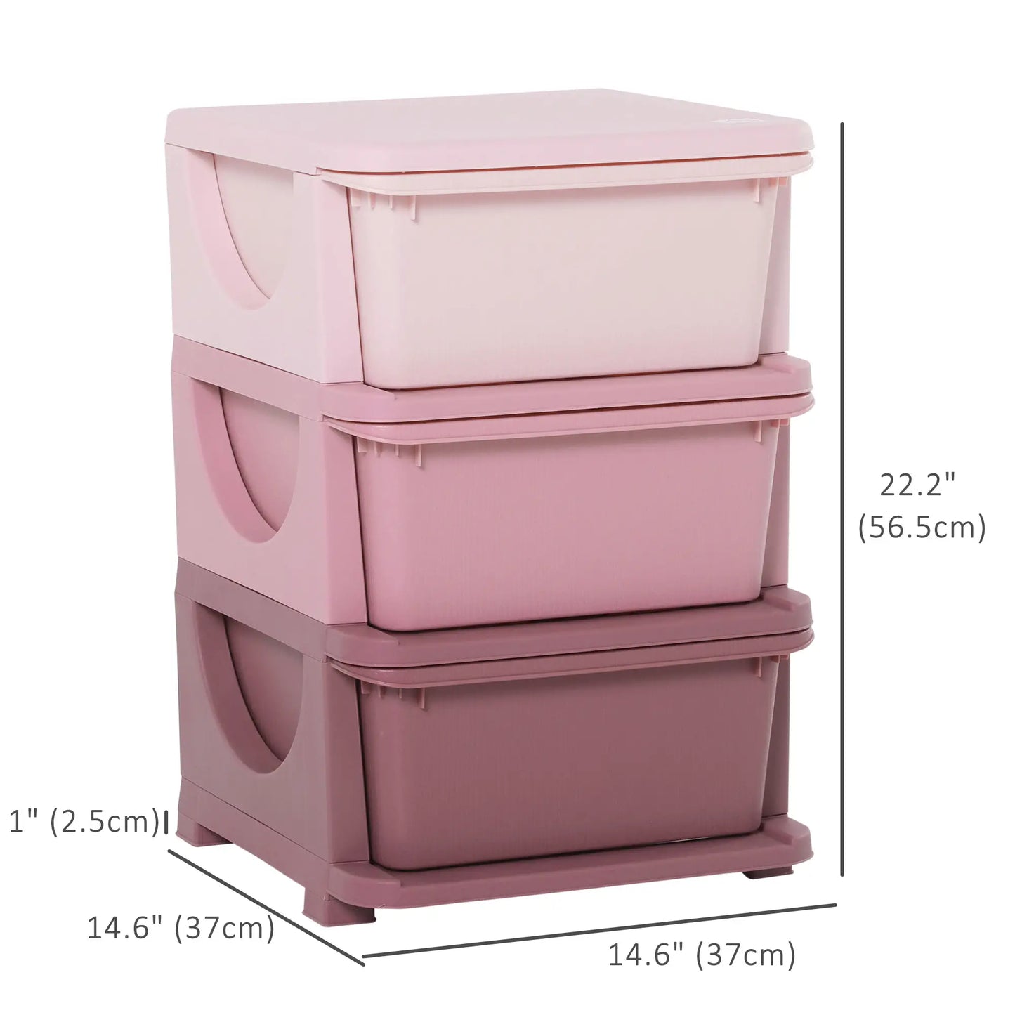 Qaba 3 Tier Kids Toy Organizer and Storage Bins with 3 Plastic Drawers - Rusted Decor 