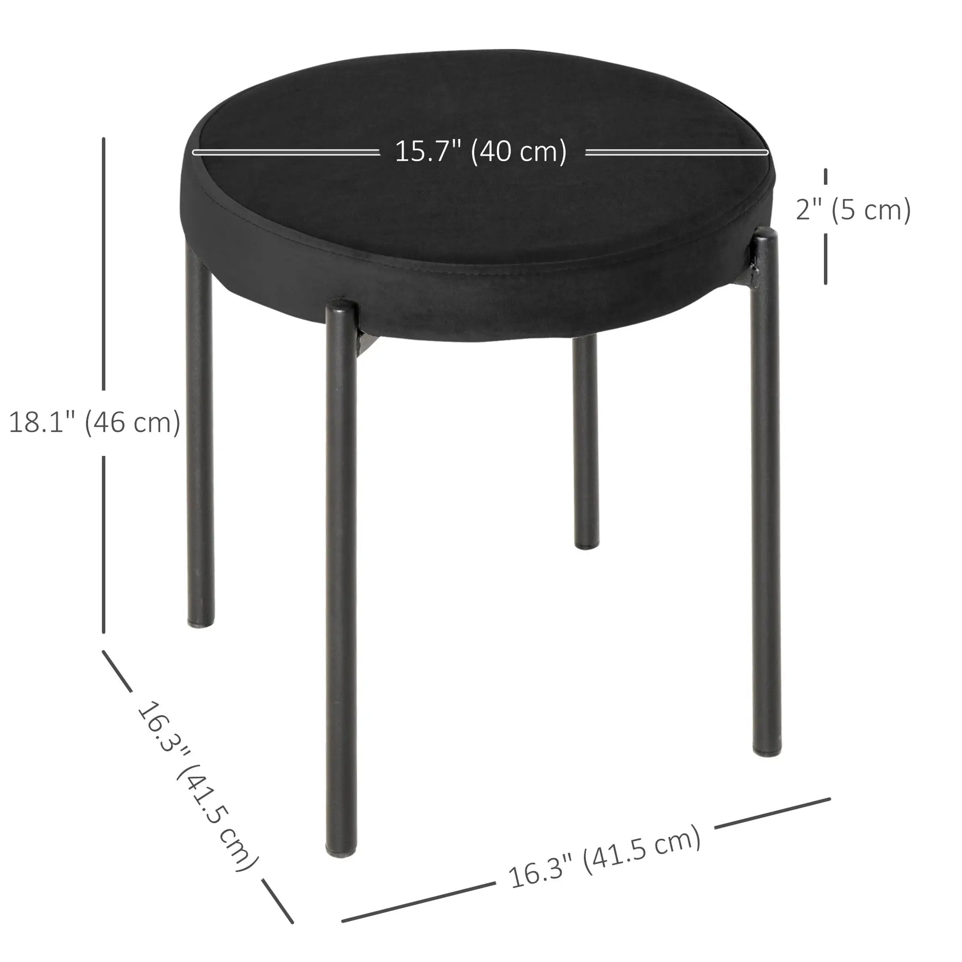 Backless Round Stacking Stools Set of 4, Kitchen Chairs with Metal Legs, Black - Rusted Decor 