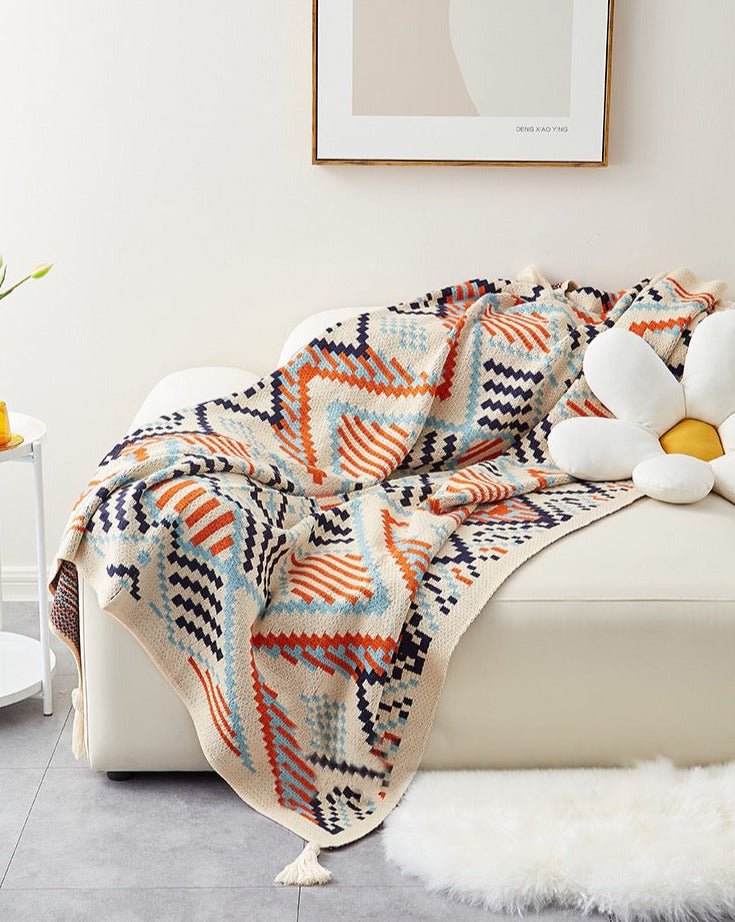 Oversize Cozy Boho Chic Throw Blanket - Rusted Decor 