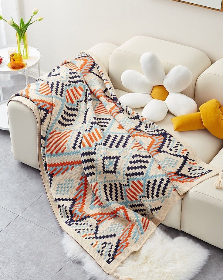 Oversize Cozy Boho Chic Throw Blanket - Rusted Decor 