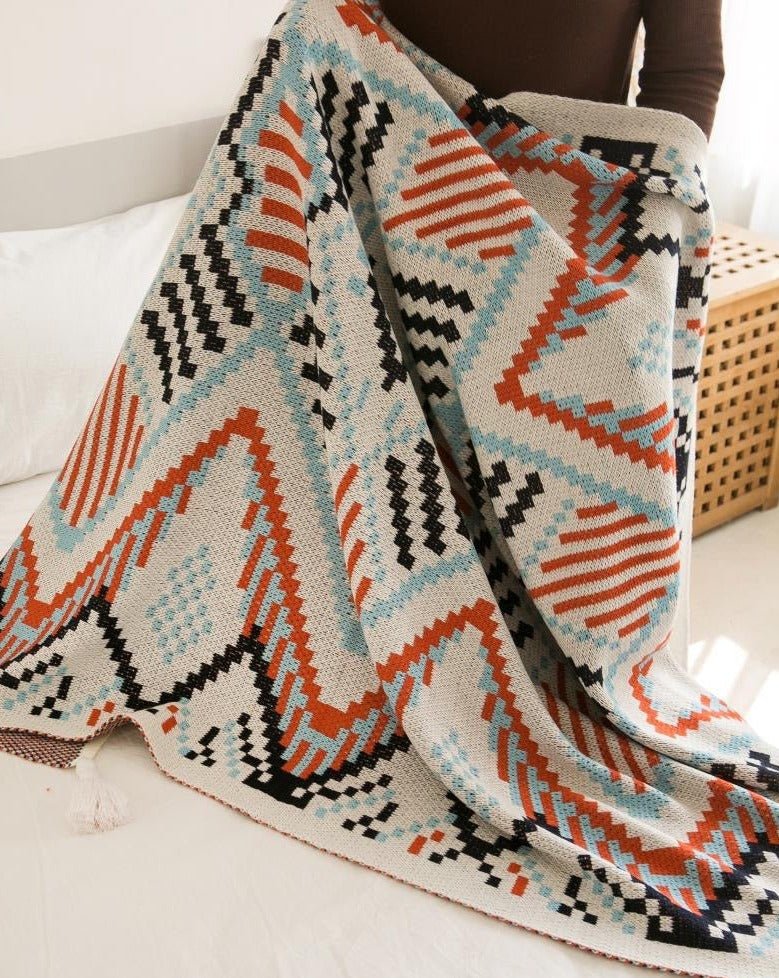 Oversize Cozy Boho Chic Throw Blanket - Rusted Decor 