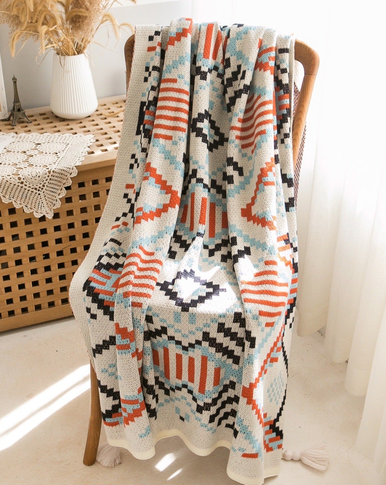 Oversize Cozy Boho Chic Throw Blanket - Rusted Decor 