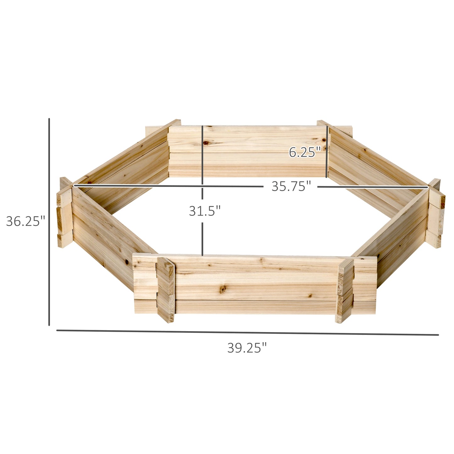 Outsunny 39" x 36" Screwless Hexagon Planter Box - Rusted Decor 