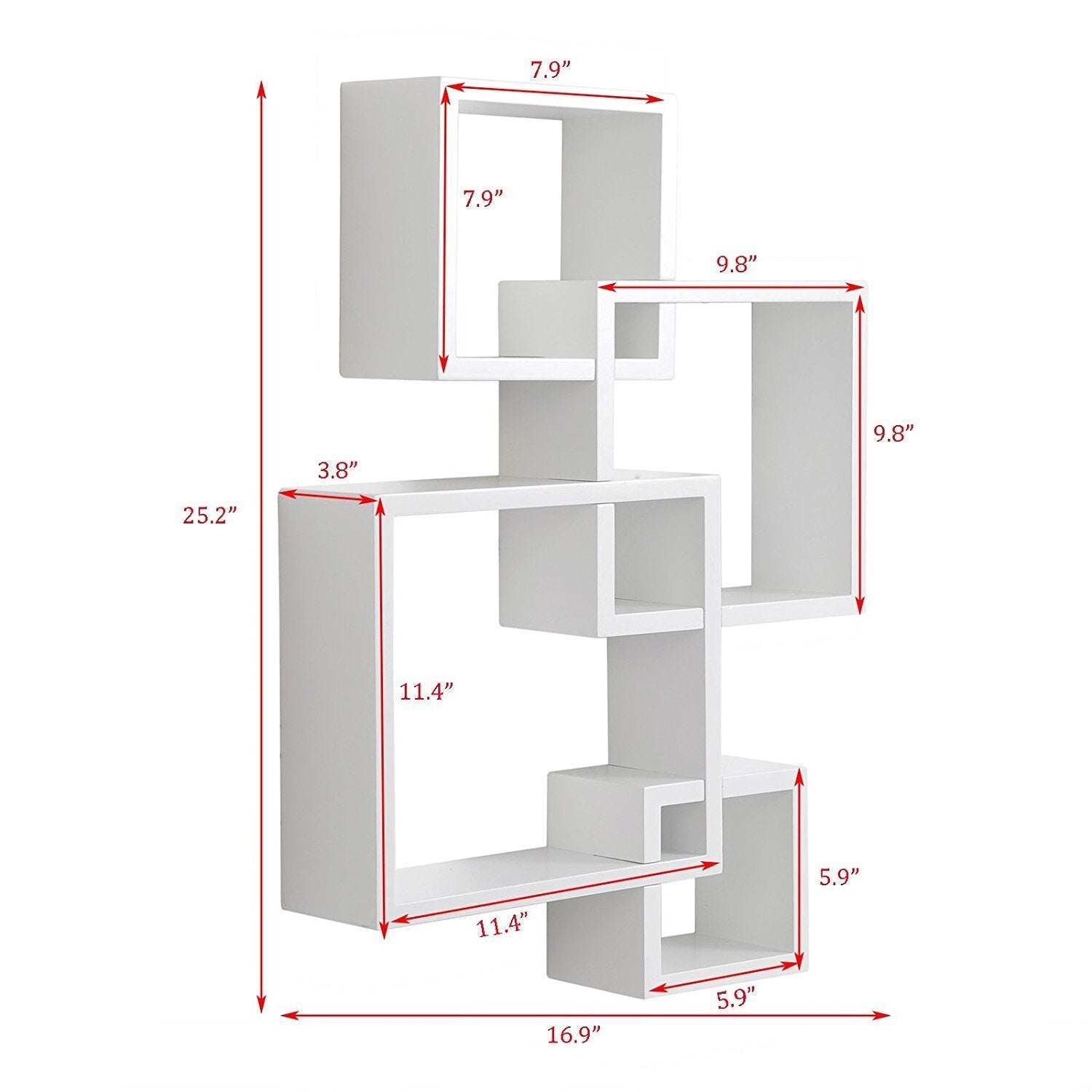 Set of 4 Intersecting Decorative Shelf Wall Mount Home Storage Rack - Rusted Decor 