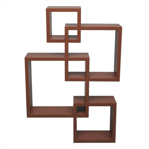 Set of 4 Intersecting Decorative Shelf Wall Mount Home Storage Rack - Rusted Decor 