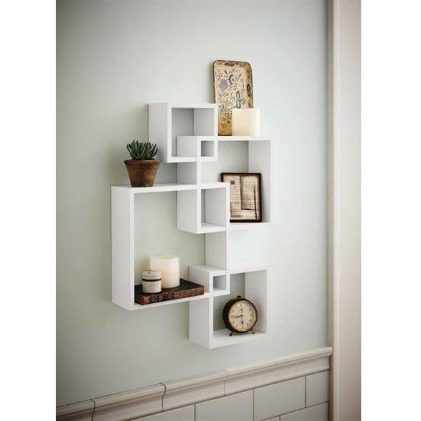 Set of 4 Intersecting Decorative Shelf Wall Mount Home Storage Rack - Rusted Decor 