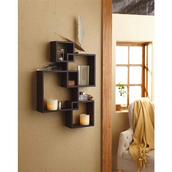 Set of 4 Intersecting Decorative Shelf Wall Mount Home Storage Rack - Rusted Decor 