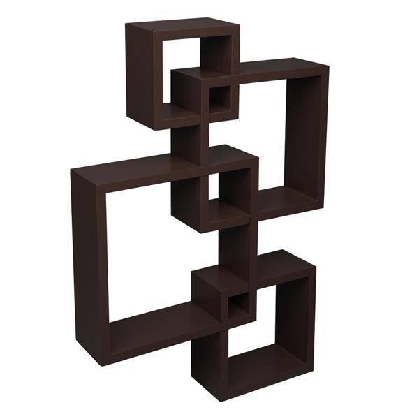 Set of 4 Intersecting Decorative Shelf Wall Mount Home Storage Rack - Rusted Decor 