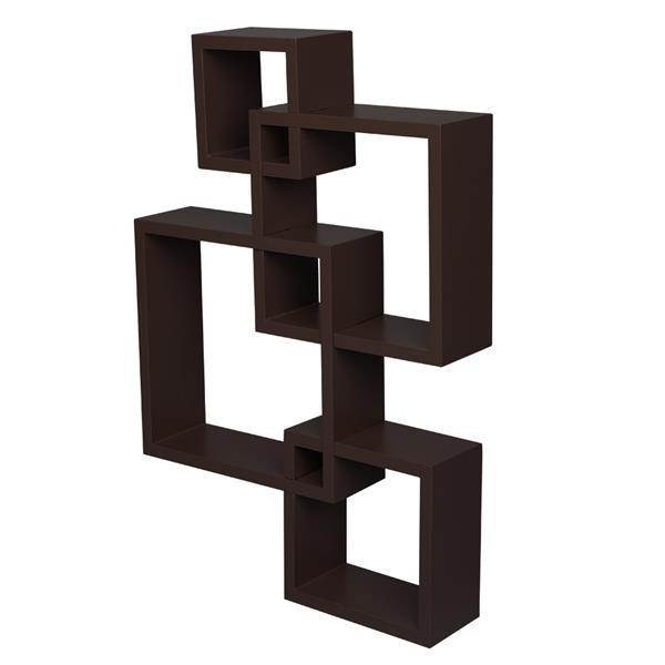 Set of 4 Intersecting Decorative Shelf Wall Mount Home Storage Rack - Rusted Decor 