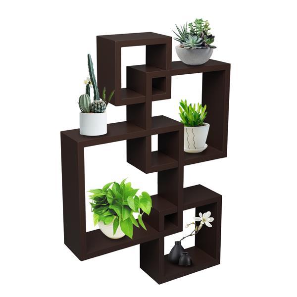 Set of 4 Intersecting Decorative Shelf Wall Mount Home Storage Rack - Rusted Decor 