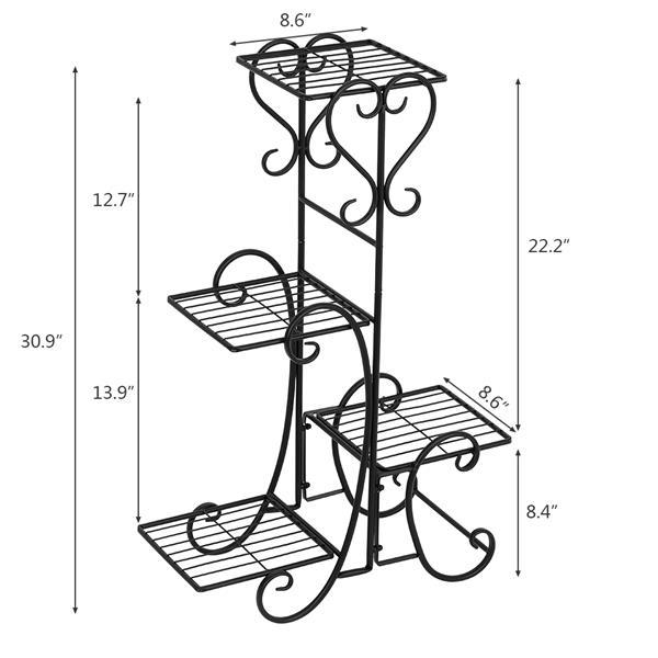 Garden flower stand Flower Pot Rack4 Potted Square Flower Metal - Rusted Decor 