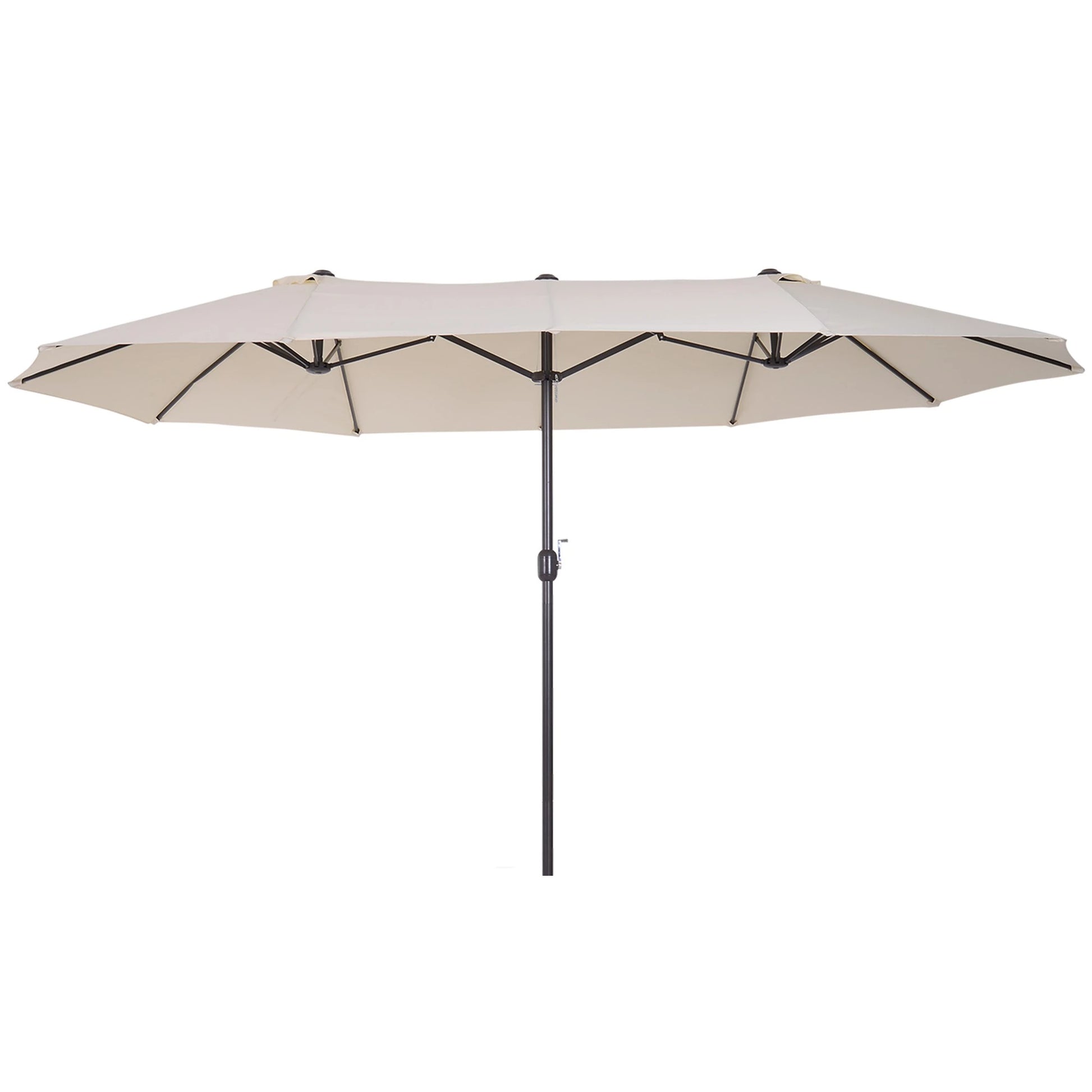 Outsunny 15' Outdoor Patio Umbrella with Twin Canopy Sunshade Steel Table Umbrella with Lift Crank Beige - Rusted Decor 