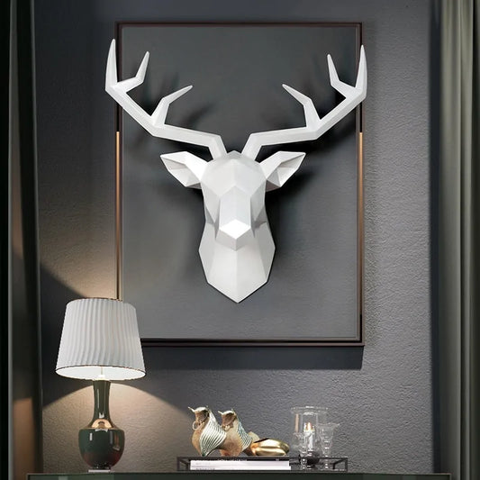 Modern 3D Deer Head Wall Sculpture - Rusted Decor 