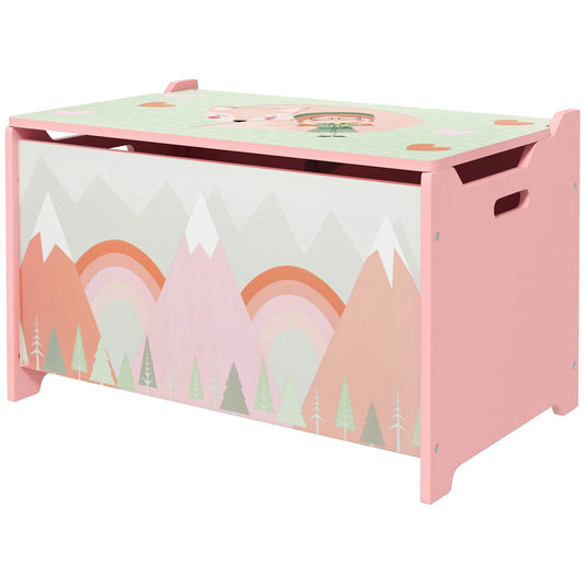 Toy Box / Chest with Safety Hinged Lid, Pink - Rusted Decor 