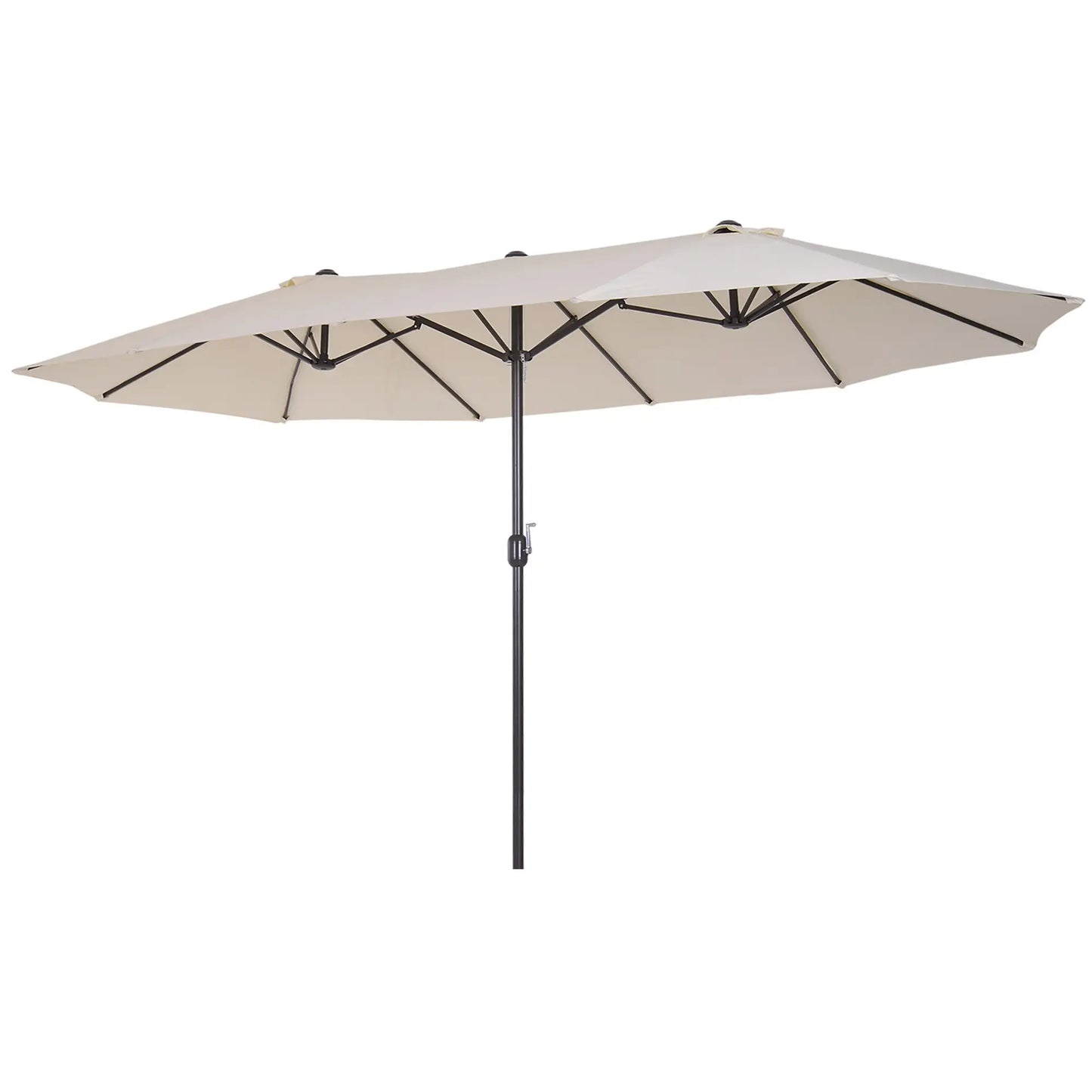 Outsunny 15' Outdoor Patio Umbrella with Twin Canopy Sunshade Steel Table Umbrella with Lift Crank Beige - Rusted Decor 